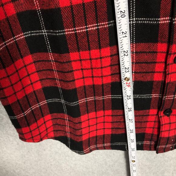 Rainforest Flannel Shirt Mens Small‎ Red Black Plaid Cotton Brushed Heavyweight - Picture 5 of 9